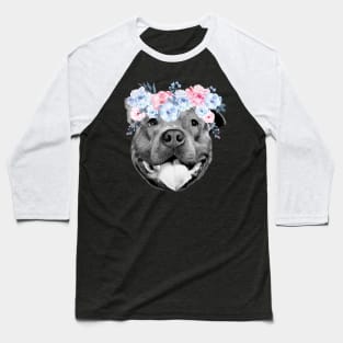 Pitbull Flowers Baseball T-Shirt